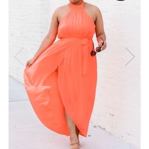 Pink Lilly Bright Coral Maxi Dress size Large